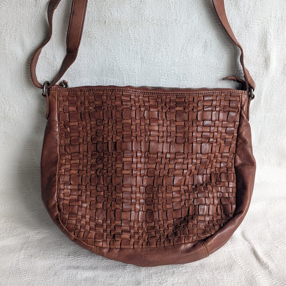 Valencia Holland leather basket weave handbag